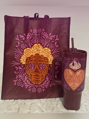 Destination Holiday Day of the Dead Sacred Heart Tumbler & Shopping Bag- 40 oz